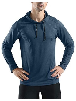 Rdruko Men's Active Gym Muscle Bodybuilding Long Sleeve Hoodies Workout Running Hooded Sweatshirts