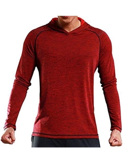 Rdruko Men's Active Gym Muscle Bodybuilding Long Sleeve Hoodies Workout Running Hooded Sweatshirts