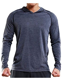 Rdruko Men's Active Gym Muscle Bodybuilding Long Sleeve Hoodies Workout Running Hooded Sweatshirts