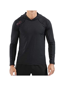 Rdruko Men's Active Gym Muscle Bodybuilding Long Sleeve Hoodies Workout Running Hooded Sweatshirts