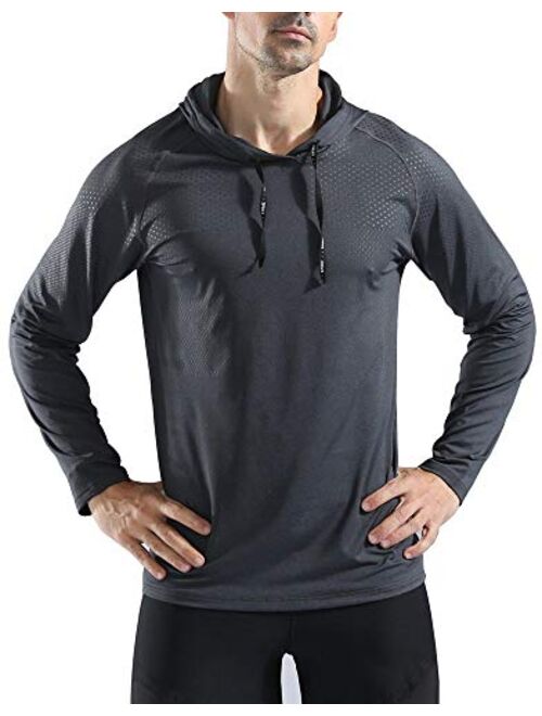 Rdruko Men's Active Gym Muscle Bodybuilding Long Sleeve Hoodies Workout Running Hooded Sweatshirts