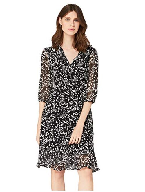 Amazon Brand - Truth & Fable Women's Midi Chiffon Wrap Dress