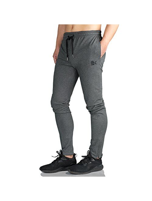 BROKIG Mens Zip Joggers Pants - Casual Gym Workout Track Pants Comfortable Slim Fit Tapered Sweatpants with Pockets