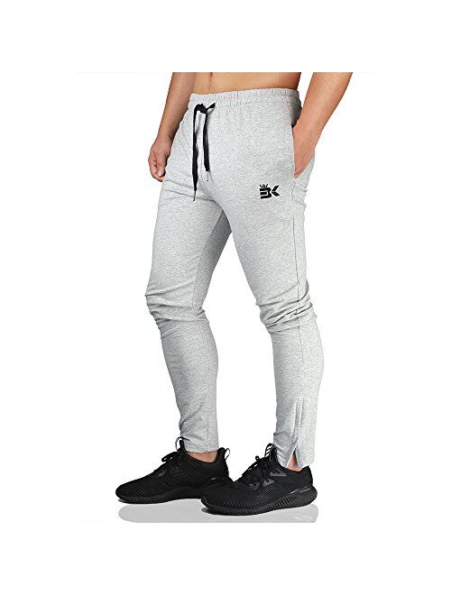 BROKIG Mens Zip Joggers Pants - Casual Gym Workout Track Pants Comfortable Slim Fit Tapered Sweatpants with Pockets