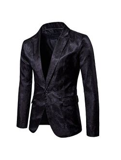 Mens Slim Fit Paisley Suit Single Breasted Party Suit Jacket 1 Button Sport Coat
