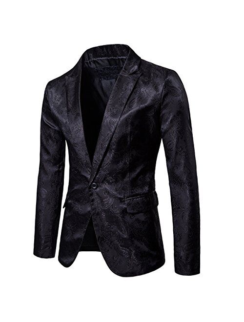 Cloudstyle Mens Slim Fit Paisley Suit Single Breasted Party Suit Jacket 1 Button Sport Coat