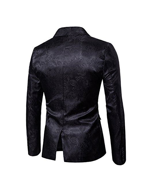 Cloudstyle Mens Slim Fit Paisley Suit Single Breasted Party Suit Jacket 1 Button Sport Coat