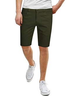 ETHANOL Men's Super Comfy Stretch Flex Slim Fit Denim Twill 11 inch Shorts