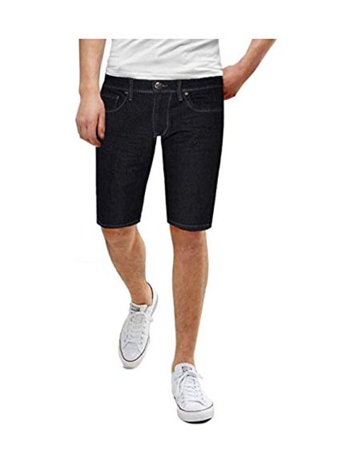 ETHANOL Men's Super Comfy Stretch Flex Slim Fit Denim Twill 11 inch Shorts