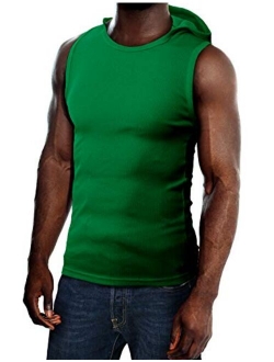 H2H Men's Casual Slim Fit Lightweight Sleeveless Hoodie Summer Clothes Basic Designed