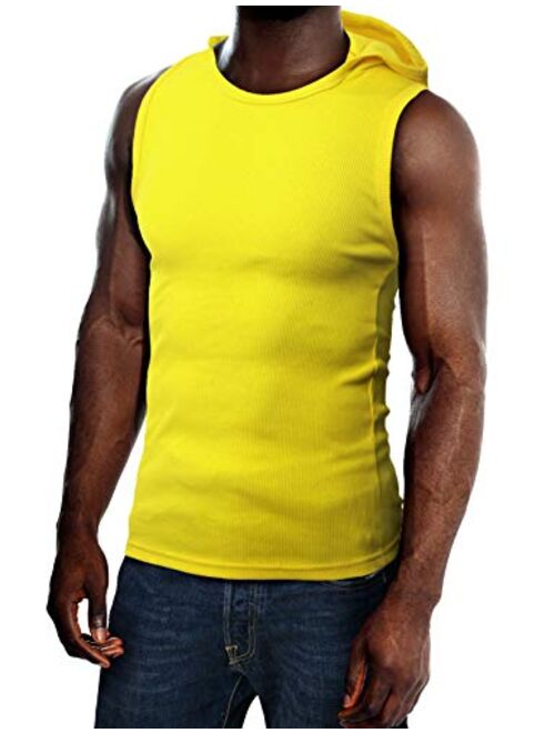 H2H Men's Casual Slim Fit Lightweight Sleeveless Hoodie Summer Clothes Basic Designed