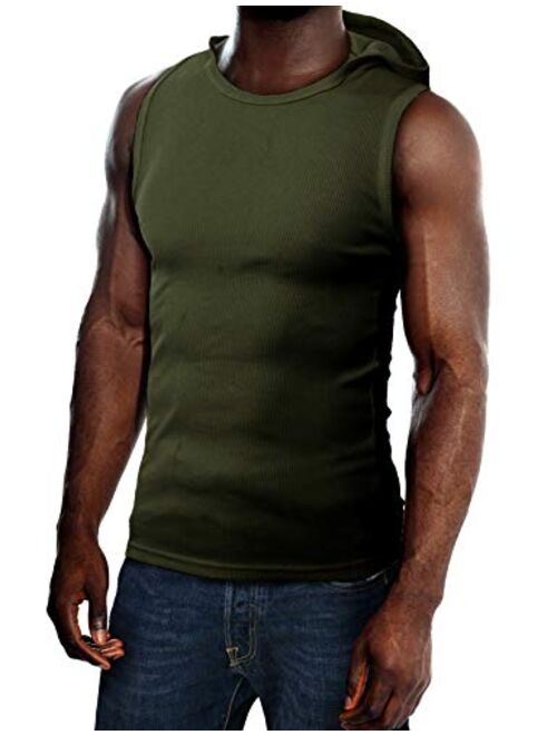 H2H Men's Casual Slim Fit Lightweight Sleeveless Hoodie Summer Clothes Basic Designed