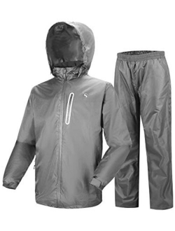 GEEK LIGHTING Men's Rain Suit Waterproof Lightweight Durable Hooded Jacket with Pants