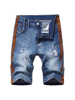 Amoystyle Men's Stretch Ripped Jean Shorts