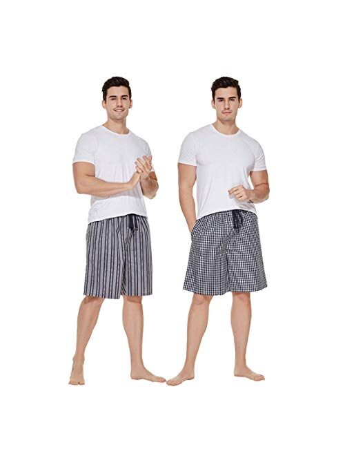 CYZ Men's 100% Cotton Plaid Poplin Woven Lounge/Sleep Shorts