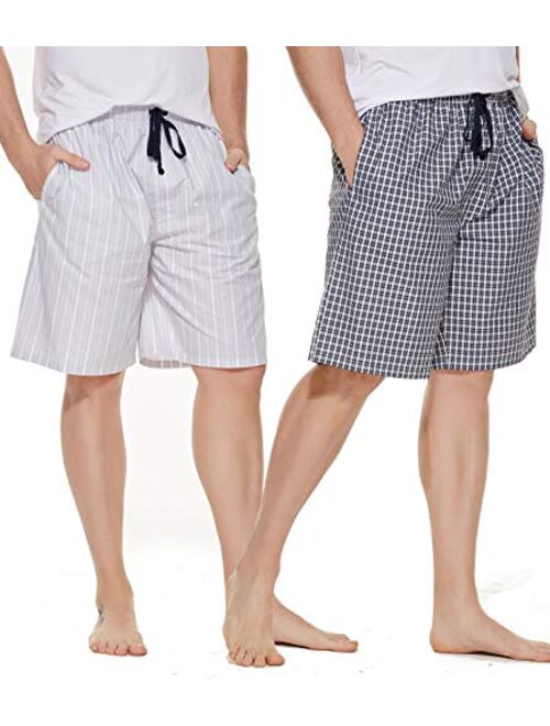 CYZ Men's 100% Cotton Plaid Poplin Woven Lounge/Sleep Shorts