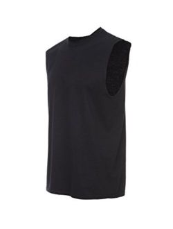 Men Cotton Solid Crew Neck Sleeveless Tee