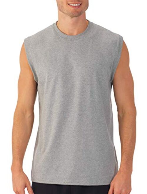 Fruit of the Loom Men Cotton Solid Crew Neck Sleeveless Tee