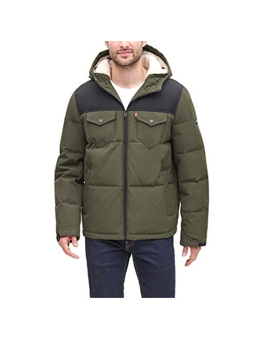 Levi's Men's Heavyweight Mid-Length Hooded Military Puffer Jacket