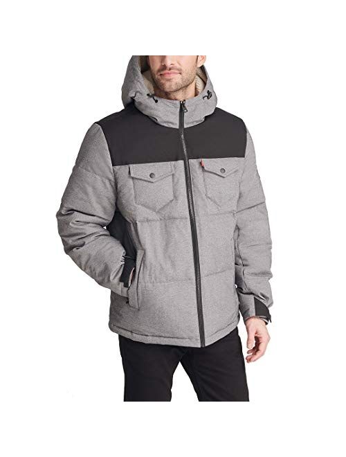 Levi's Men's Heavyweight Mid-Length Hooded Military Puffer Jacket