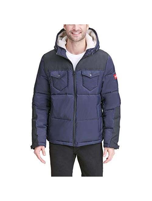 Levi's Men's Heavyweight Mid-Length Hooded Military Puffer Jacket