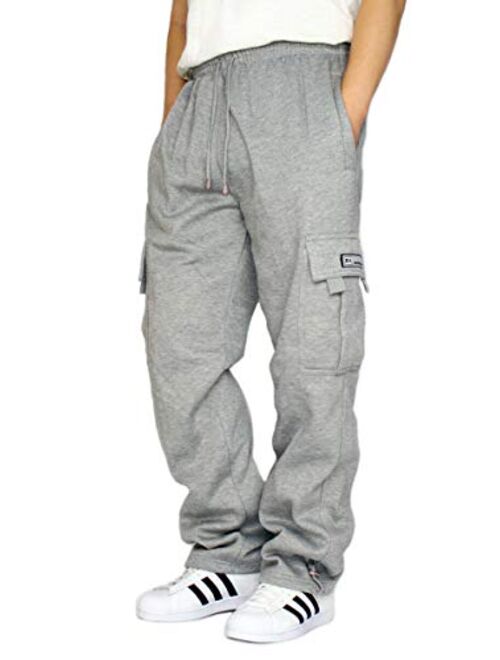 DREAM USA Black Solid Heavyweight Cargo Sweatpants