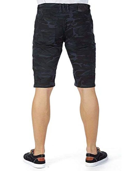 X RAY Jeans Mens Camo Denim Jean Shorts Slim Fit Stretch Casual Knee Legth Hem 12.5" Inseam