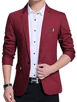 Men's Blazer Slim Fit Casual Elegant Lightweight Sports Coats Jackets One Button