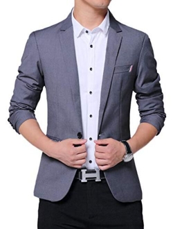 Men's Blazer Slim Fit Casual Elegant Lightweight Sports Coats Jackets One Button