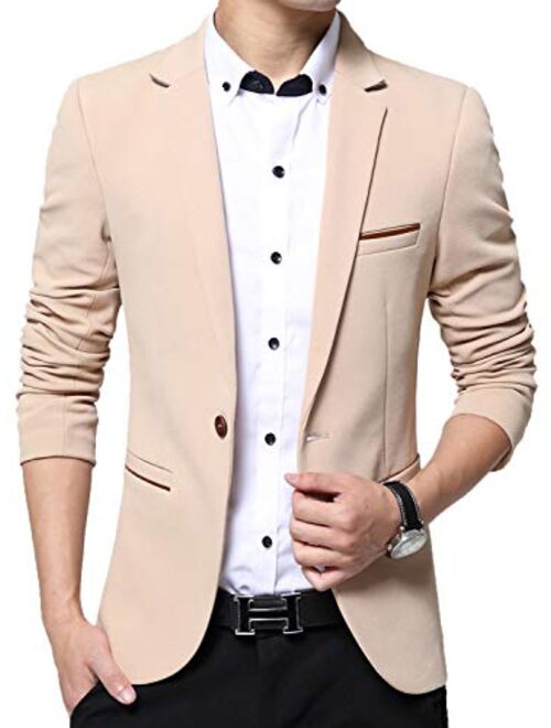 Men's Blazer Slim Fit Casual Elegant Lightweight Sports Coats Jackets One Button