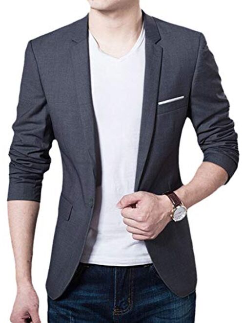 Men's Blazer Slim Fit Casual Elegant Lightweight Sports Coats Jackets One Button