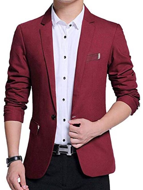 Men's Blazer Slim Fit Casual Elegant Lightweight Sports Coats Jackets One Button