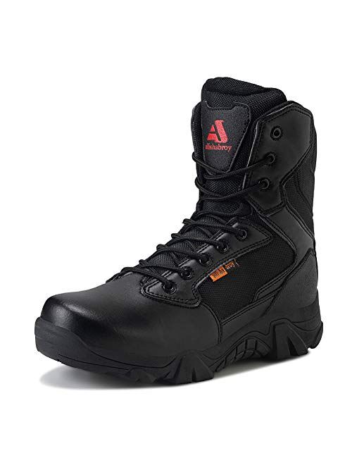 ailishabroy Men's Waterproof Military Tactical Boots Army Jungle Boots Tac Side Zip Outdoor Sneaker