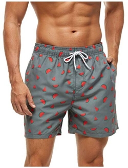 DOVAVA Men's Short Swim Trunks with Mesh Lining Quick Dry Swimwear Drawstring Above Knee Boardshorts with Pockets