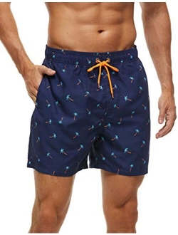 DOVAVA Men's Short Swim Trunks with Mesh Lining Quick Dry Swimwear Drawstring Above Knee Boardshorts with Pockets