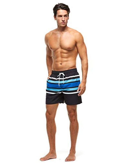 DOVAVA Men's Short Swim Trunks with Mesh Lining Quick Dry Swimwear Drawstring Above Knee Boardshorts with Pockets