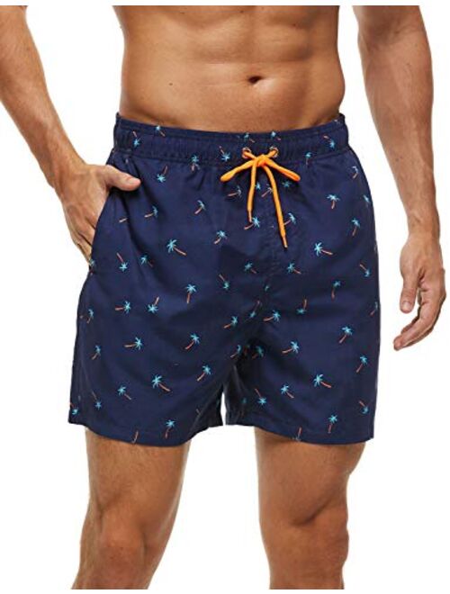 DOVAVA Men's Short Swim Trunks with Mesh Lining Quick Dry Swimwear Drawstring Above Knee Boardshorts with Pockets