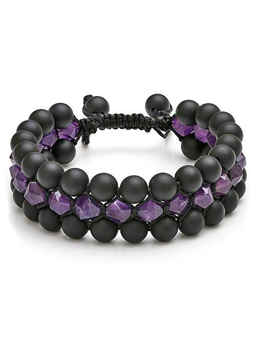 Top Plaza Mens Lava Rock Stone Essential Oil Diffuser Bracelet Chakra Yoga Healing Crystal Bracelet Natural Gemstone Beads Anxiety Bracelets Braided - 3 Layer