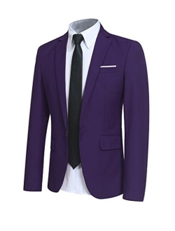 Men' Slim Fit One Button Suit Blazer Jacket Casual Party Sport Coat