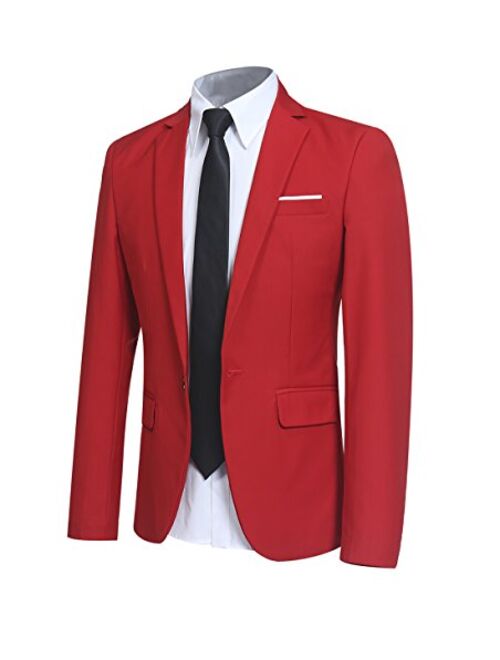 Men' Slim Fit One Button Suit Blazer Jacket Casual Party Sport Coat