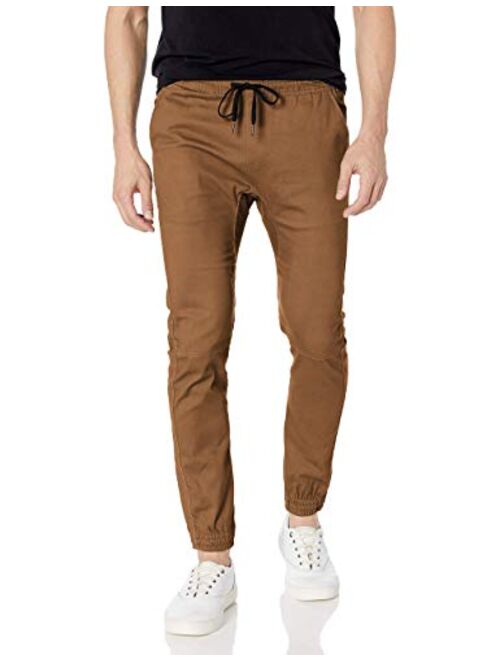 Brooklyn Athletics Men's Twill Jogger Pants Soft Stretch Slim Fit Trousers