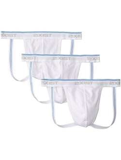 2(X)IST Men's Cotton Solid Elastic Waist Stretch Jock Strap 3-Pack