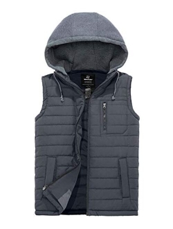 Wantdo Men's Puffer Vest Warm Sleeveless Winter Jacket with Detachable Hood