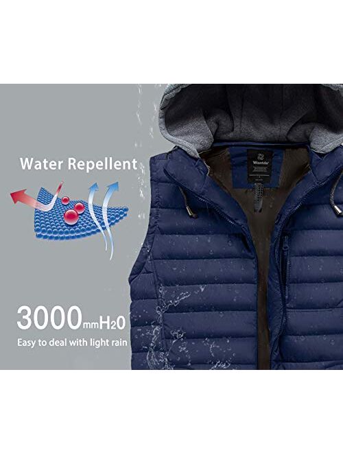 Wantdo Men's Puffer Vest Warm Sleeveless Winter Jacket with Detachable Hood