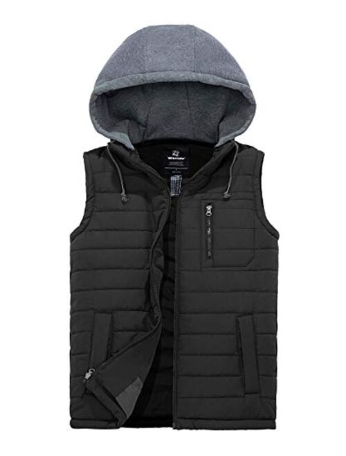 Wantdo Men's Puffer Vest Warm Sleeveless Winter Jacket with Detachable Hood