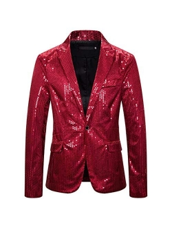 SFE Men's Fashion Suit Jacket Blazer Single Button Sequin Luxury Weddings Party Dinner Prom Tuxedo