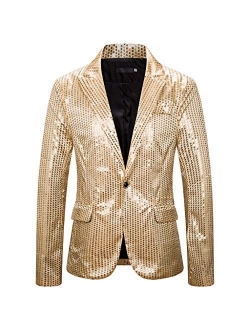 SFE Men's Fashion Suit Jacket Blazer Single Button Sequin Luxury Weddings Party Dinner Prom Tuxedo