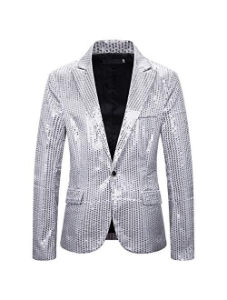 SFE Men's Fashion Suit Jacket Blazer Single Button Sequin Luxury Weddings Party Dinner Prom Tuxedo