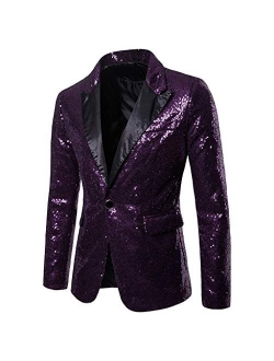 SFE Men's Fashion Suit Jacket Blazer Single Button Sequin Luxury Weddings Party Dinner Prom Tuxedo