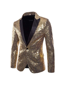 SFE Men's Fashion Suit Jacket Blazer Single Button Sequin Luxury Weddings Party Dinner Prom Tuxedo